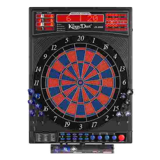 Kingsdart Dartscheibe &quot;JX-2000 Profi Turnier&quot; mit Laufschrift und extra dünne Spider <span>Blau-Rot</span>